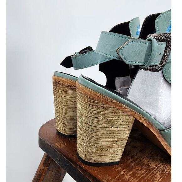 New NWOB Turquoise Floral Booties Size 10 Embroidered Boho Indy - Picture 12 of 15